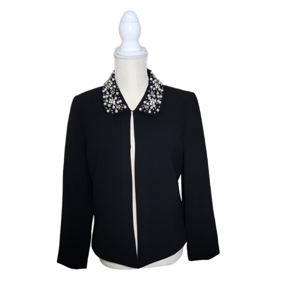 Tahari ASL Jackets & Blazers - Tahari - NWT- Pearl Collar Shoulder Padded Blazer Cape Jacket - Black - Size 8